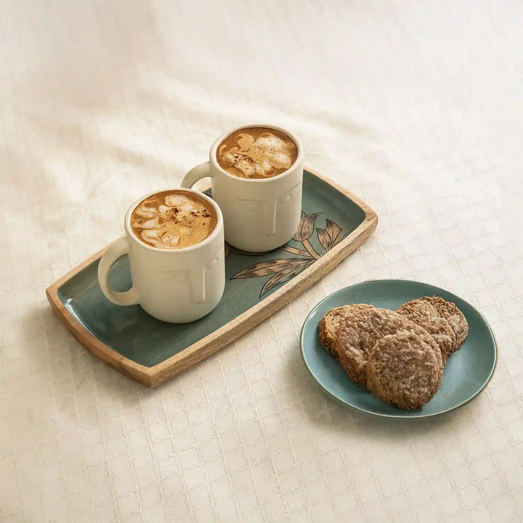 Stone Face Ceramic Coffee Mug Set of 2