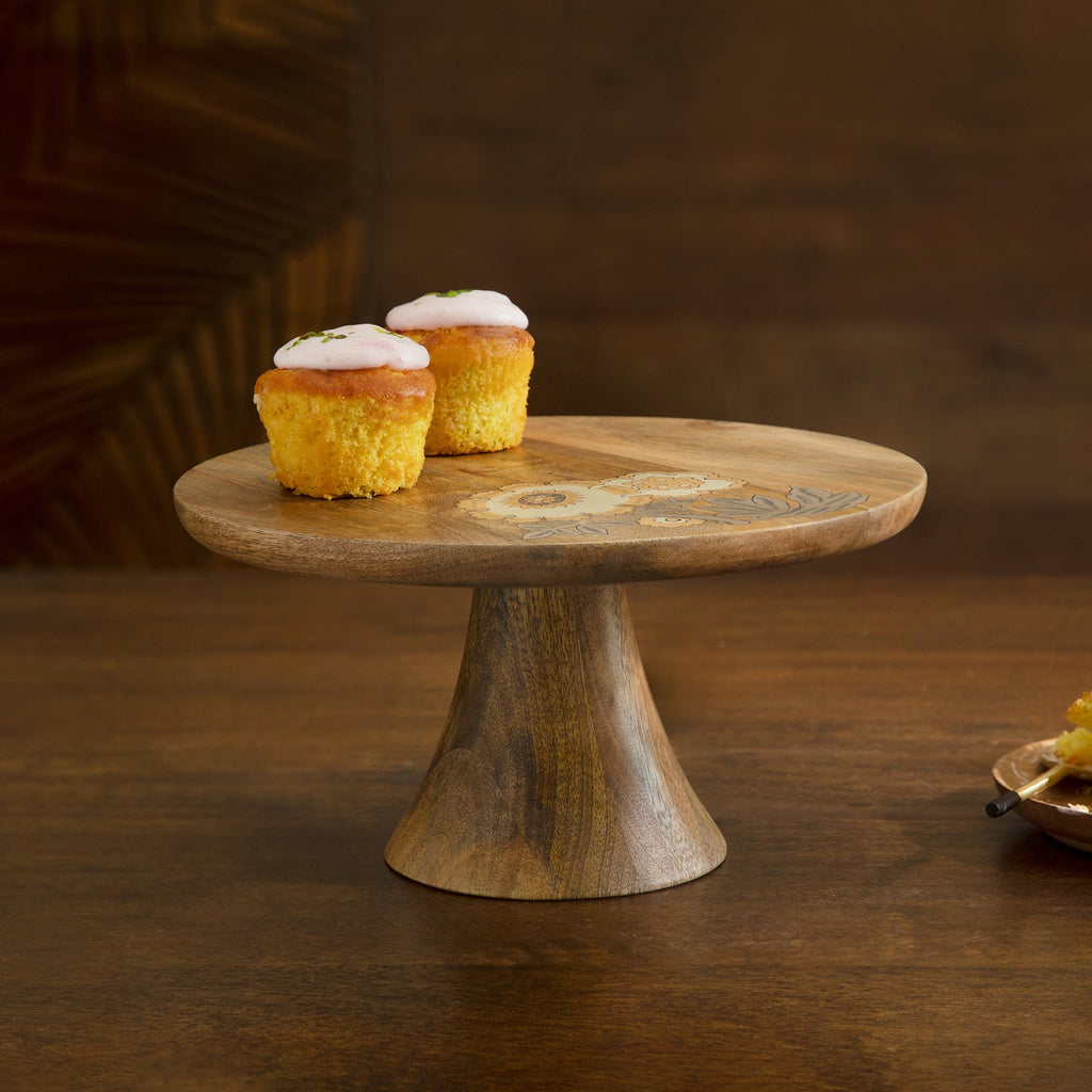 Handpainted Floral Wooden Cake Stand