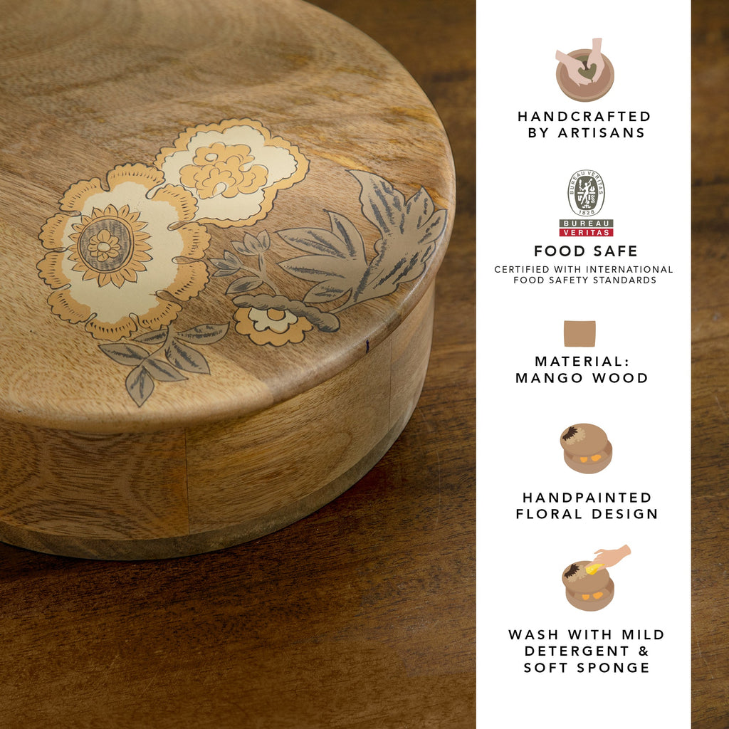 Handpainted Floral Wooden Roti Box