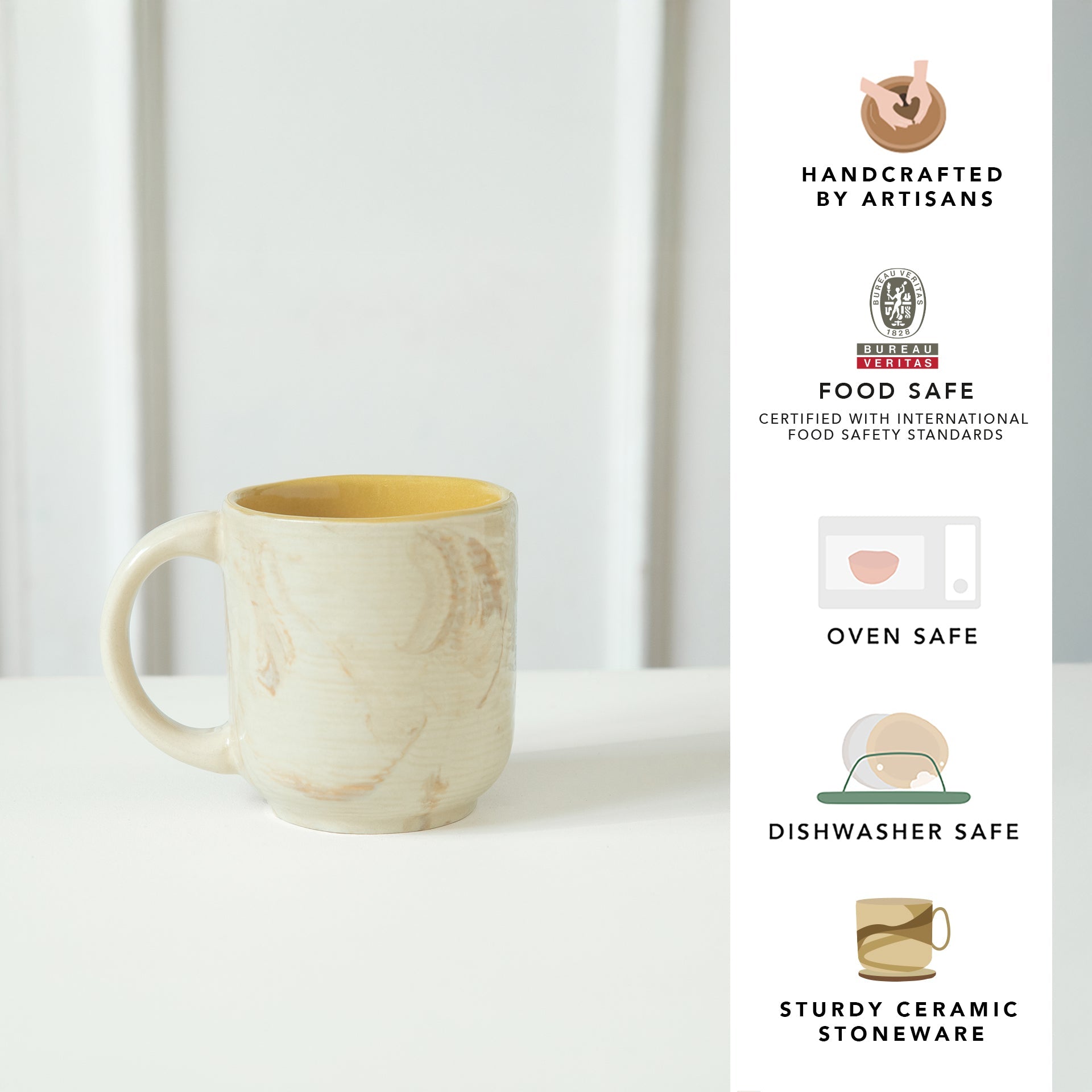 Beige & Mustard Ceramic Mug
