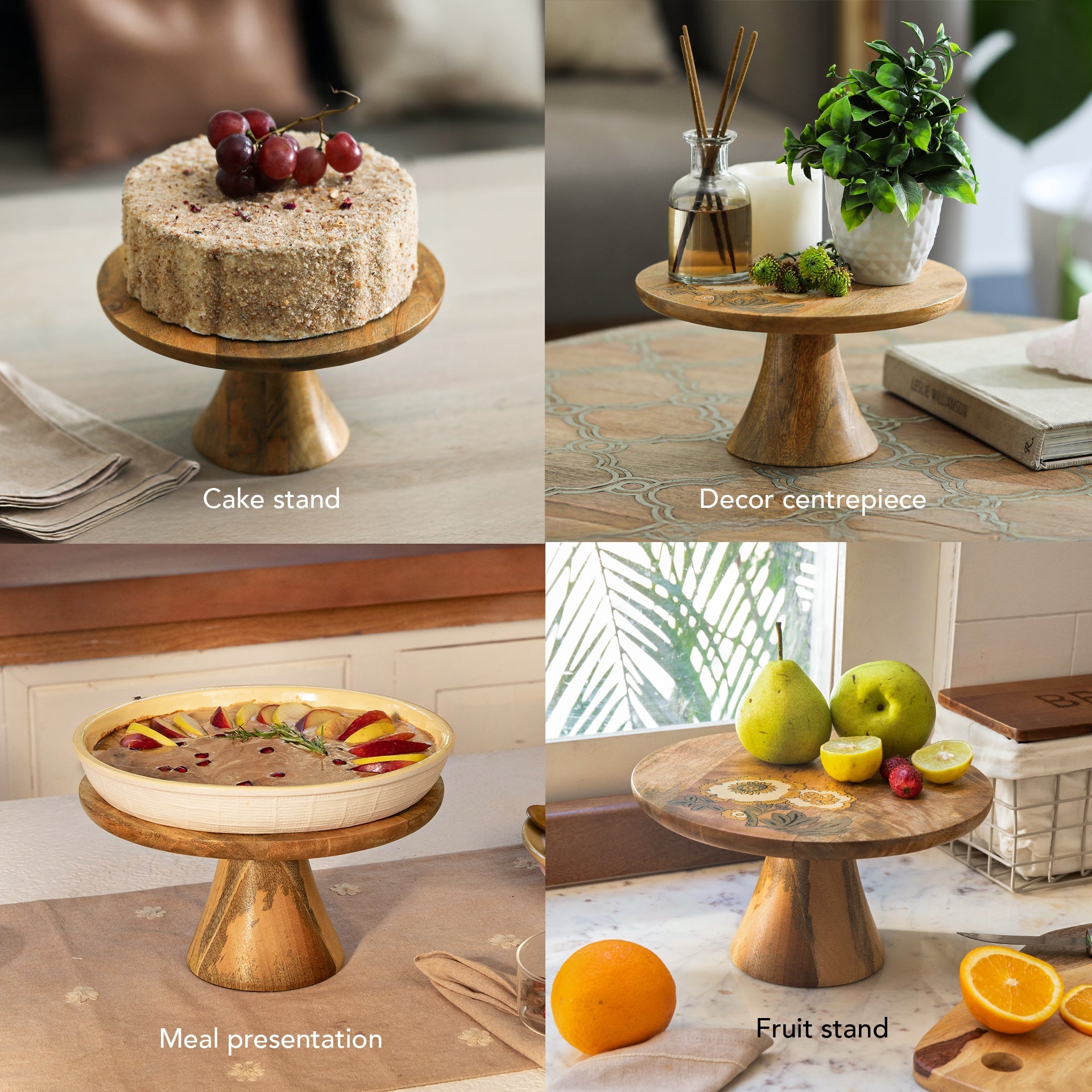Handpainted Floral Wooden Cake Stand