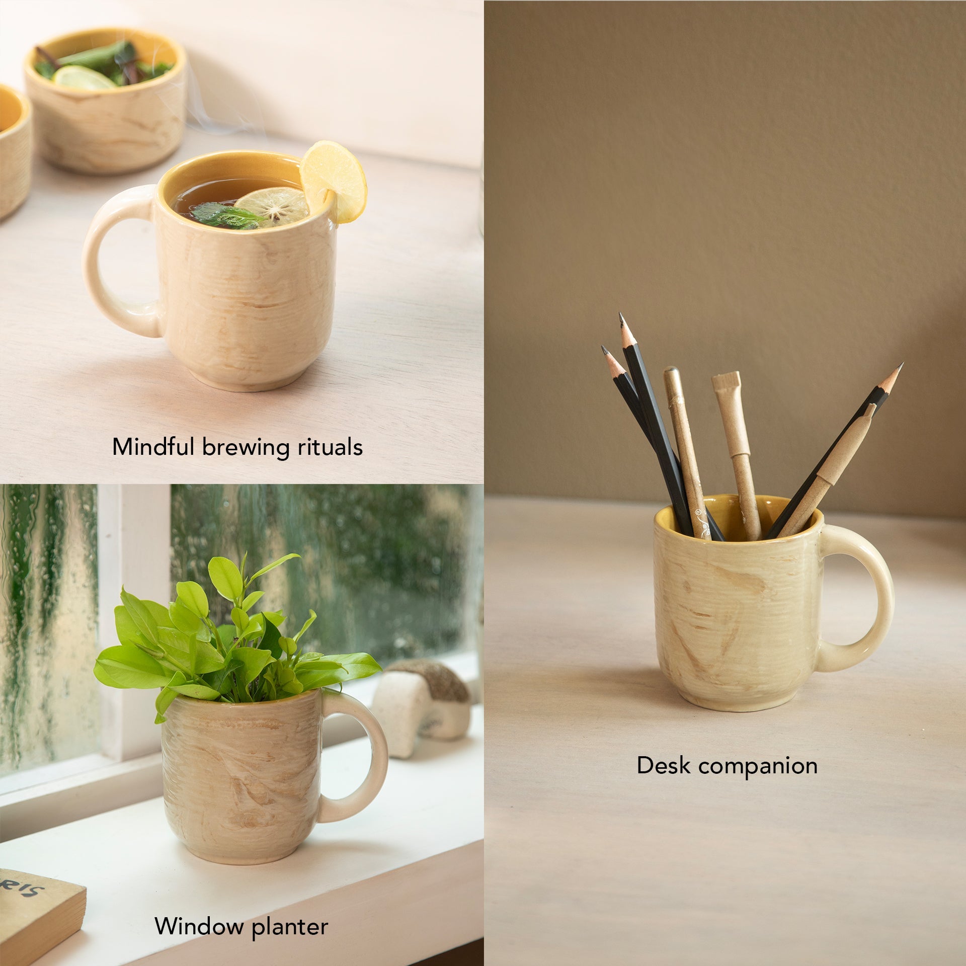 Beige & Mustard Ceramic Mug
