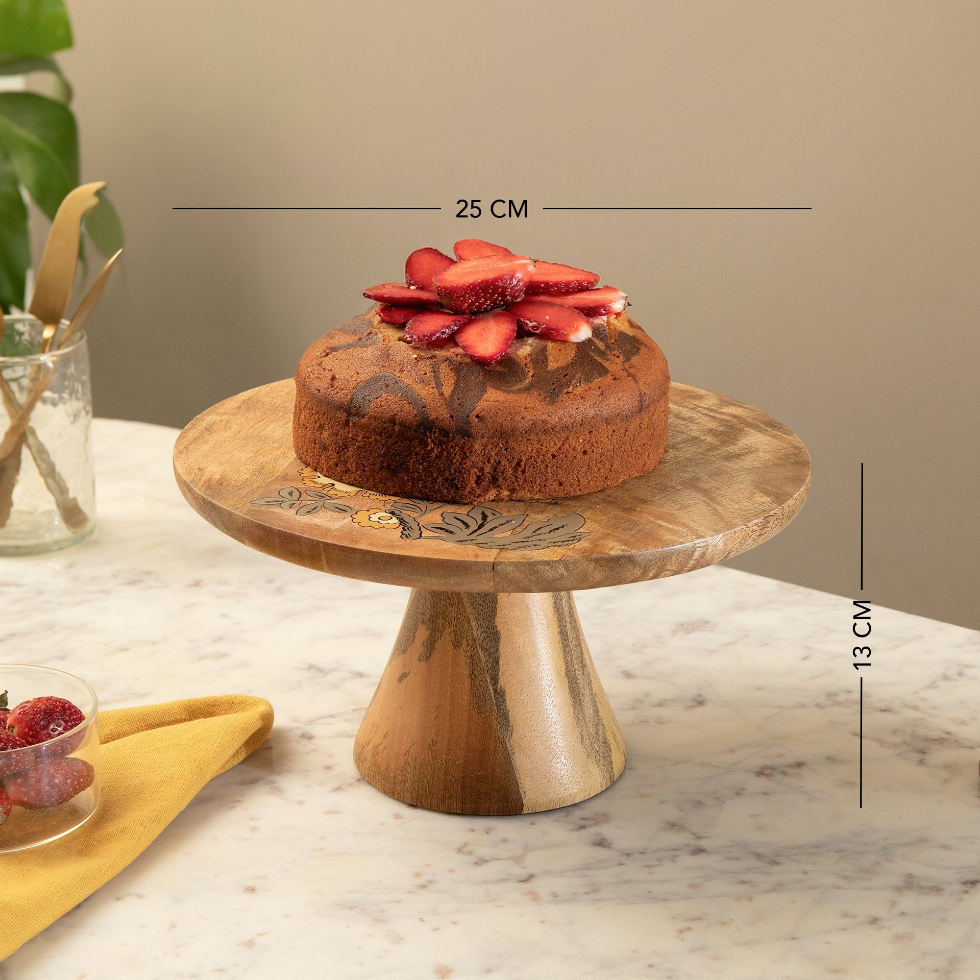Handpainted Floral Wooden Cake Stand