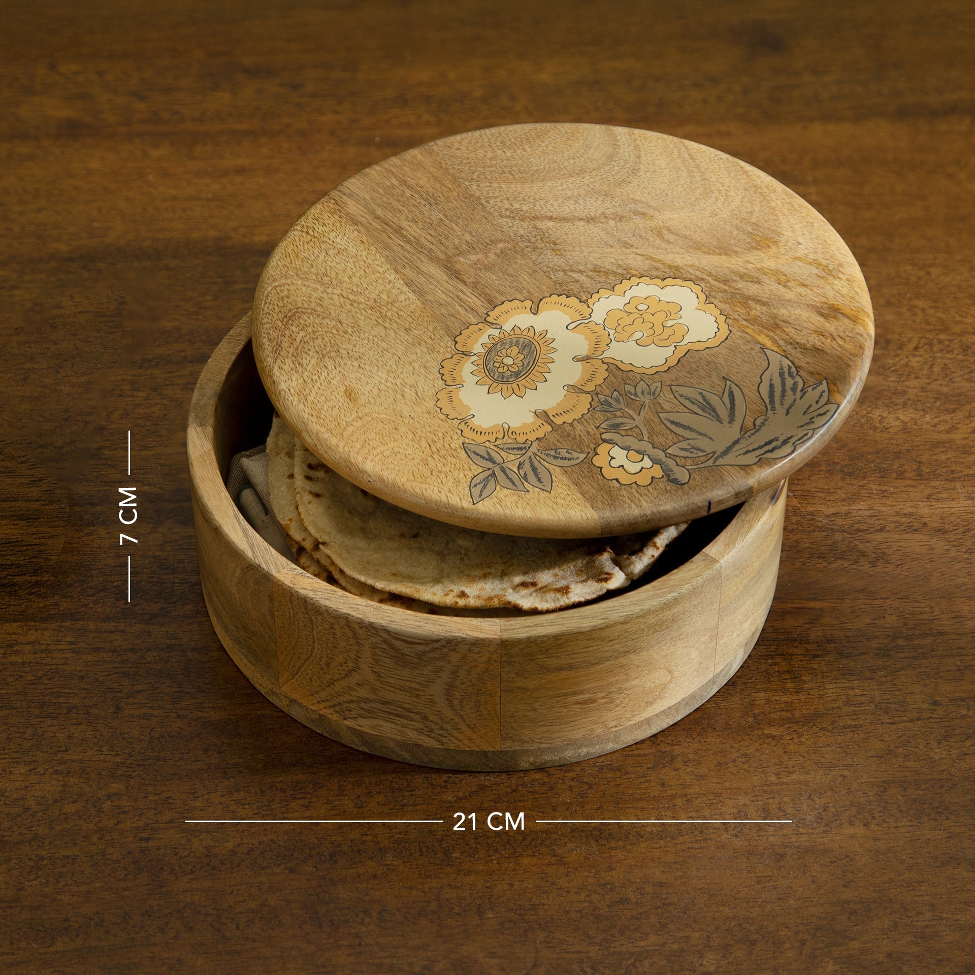 Handpainted Floral Wooden Roti Box