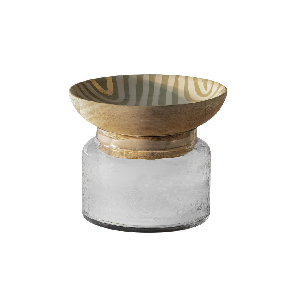 Striped Glass Nut Bowl Jar - Large