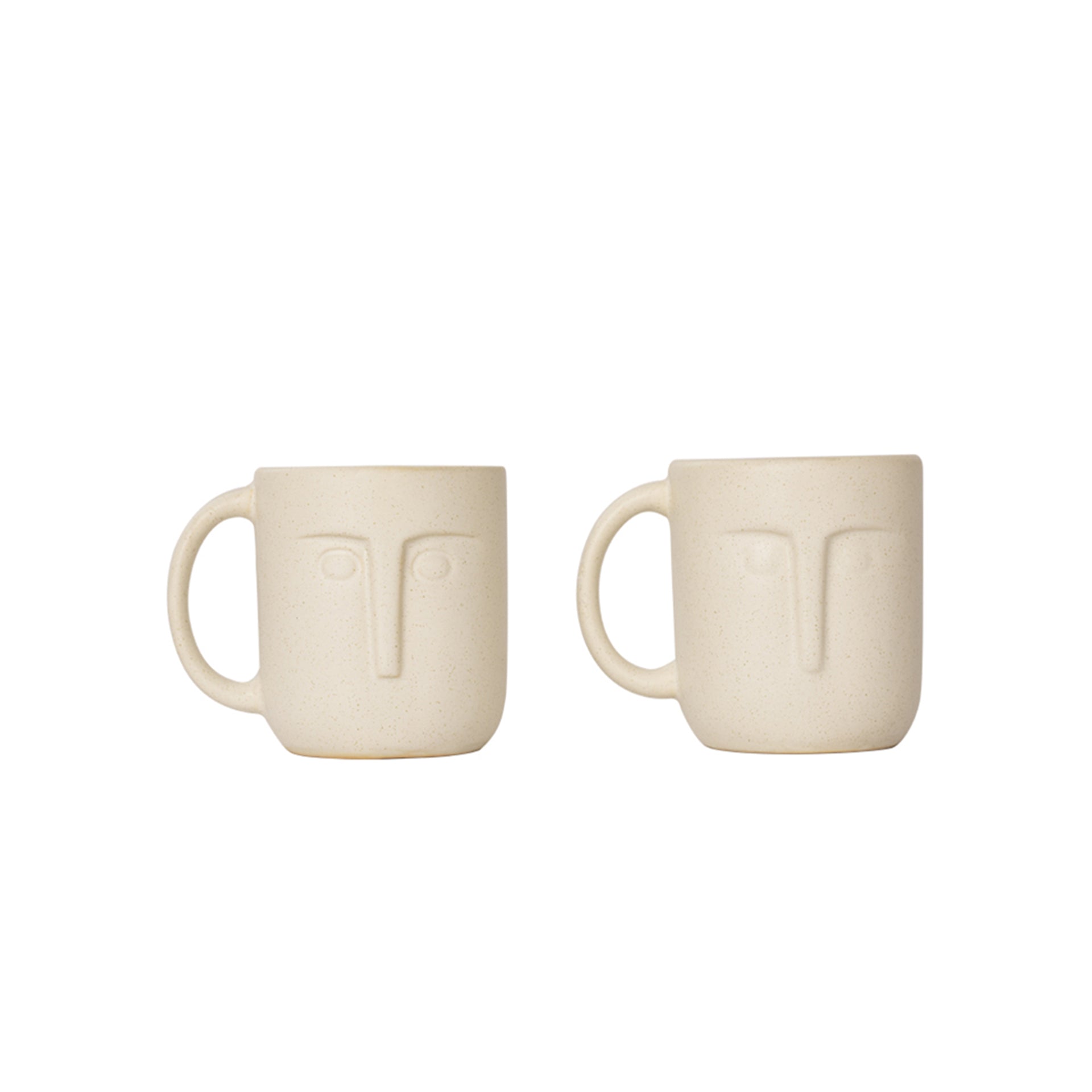Stone Face Ceramic Coffee Mug Set of 2