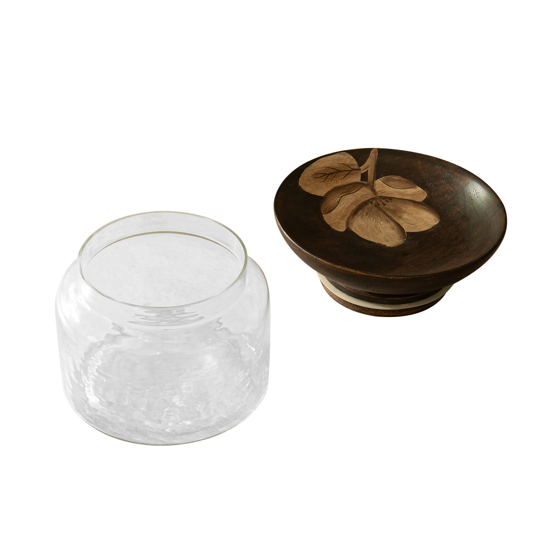 Glass Jar with Wooden Nut Bowl - Large