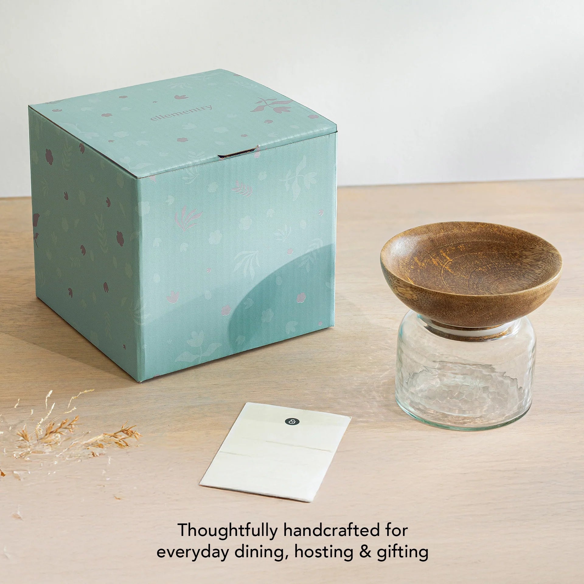 Glass Jar with Wooden Bowl Lid - Small