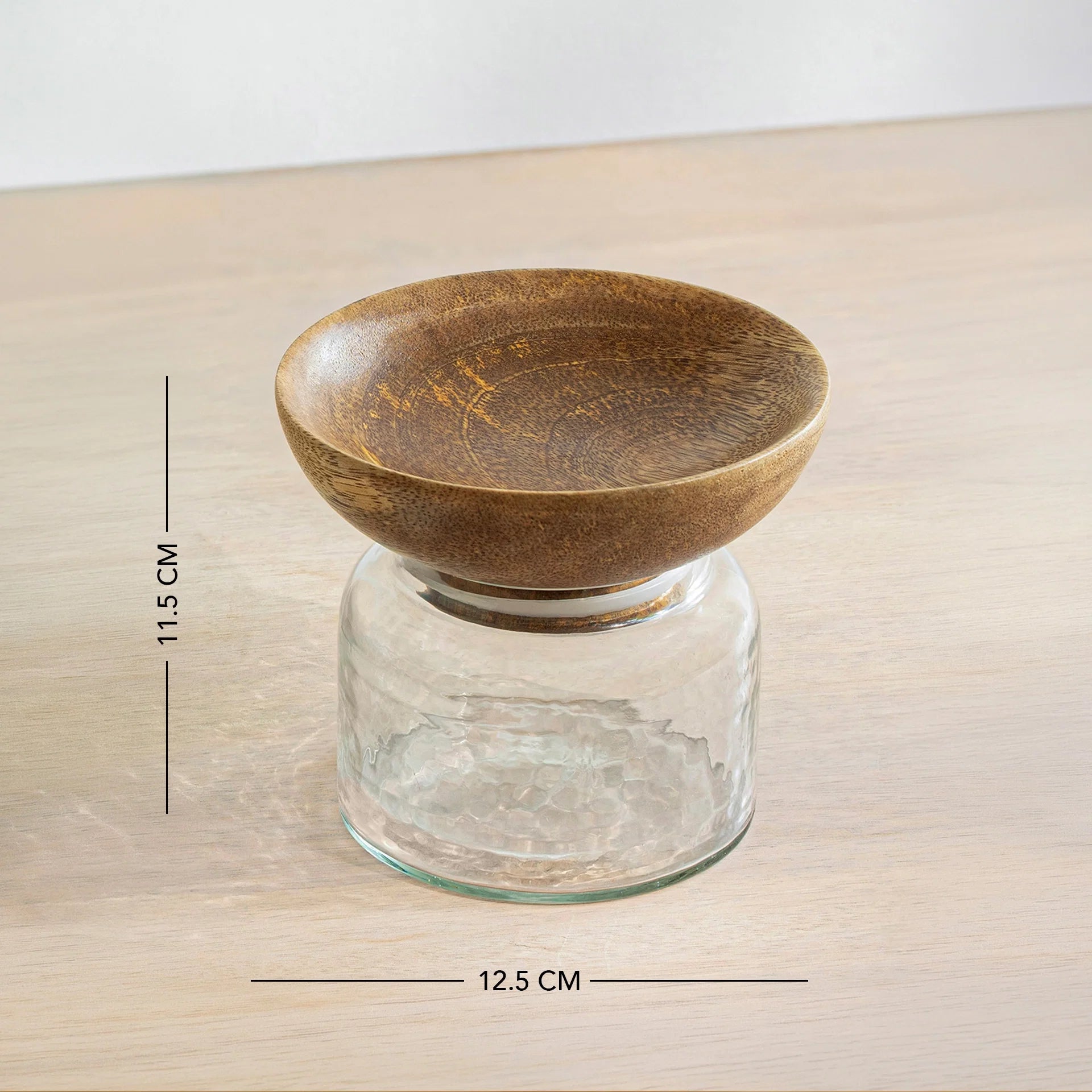 Glass Jar with Wooden Bowl Lid - Small