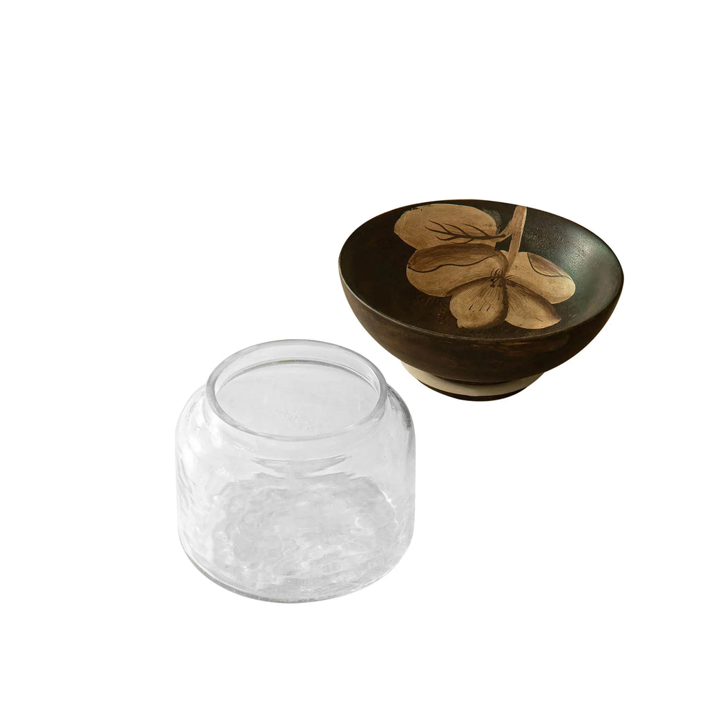 Glass Jar with Wooden Nut Bowl - Small