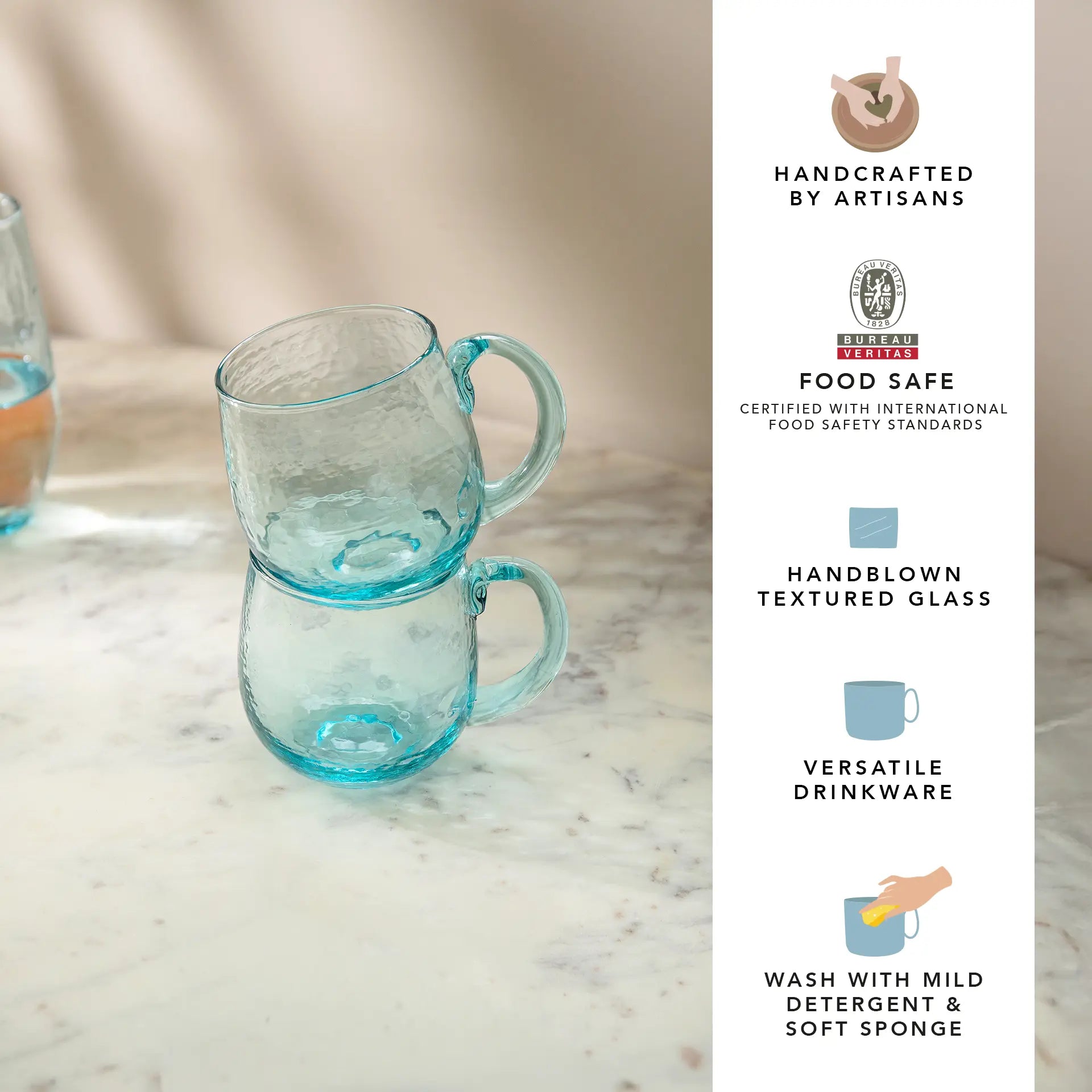 Turquoise Round Coffee Mug Set of 2