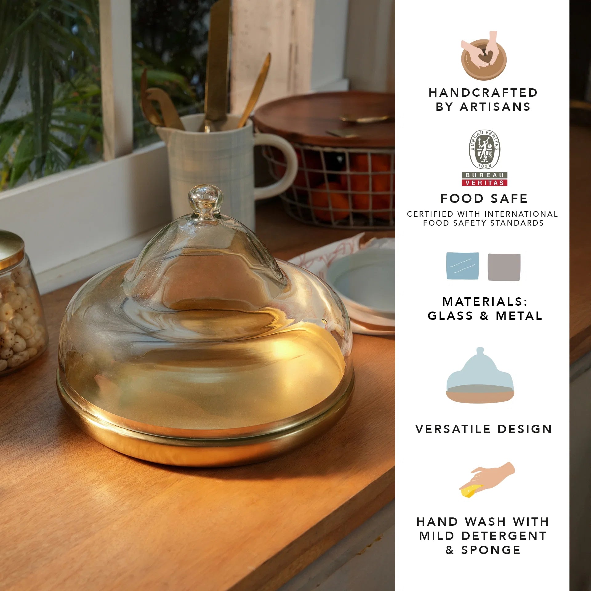 Dome Cloche with Brass Base - Large