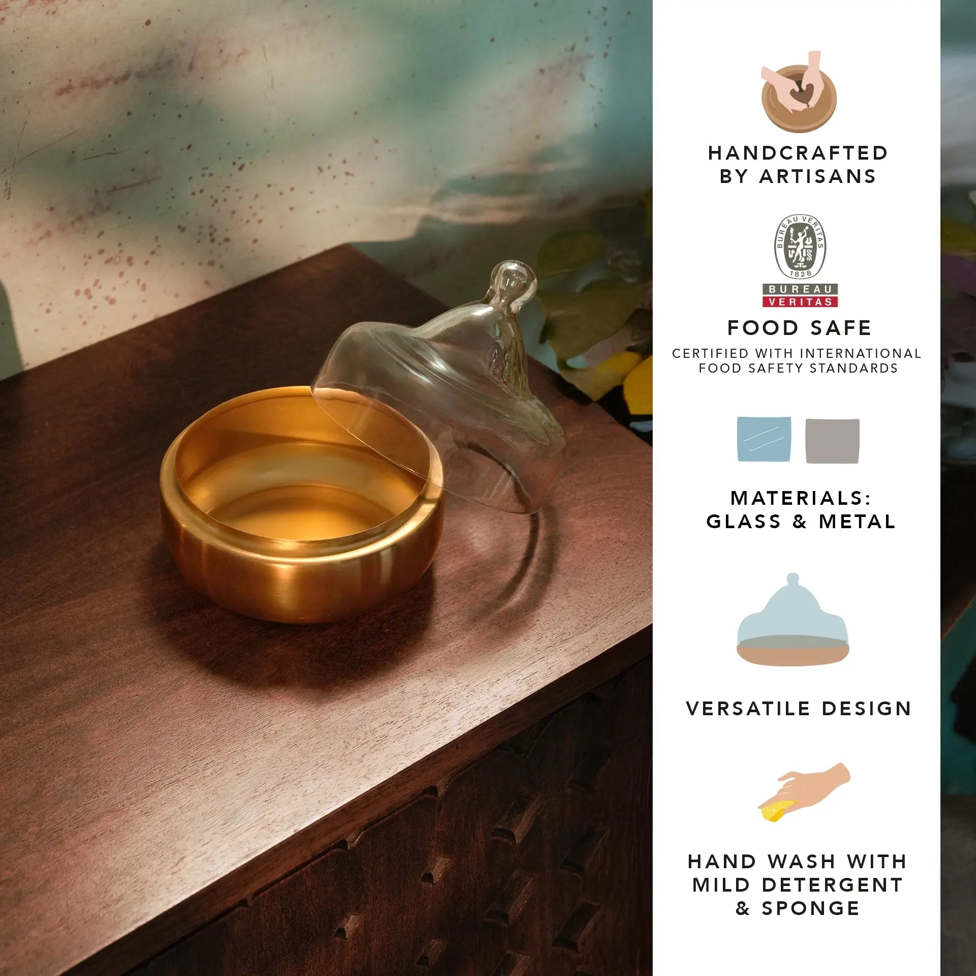 Dome Cloche with Brass Base - Small