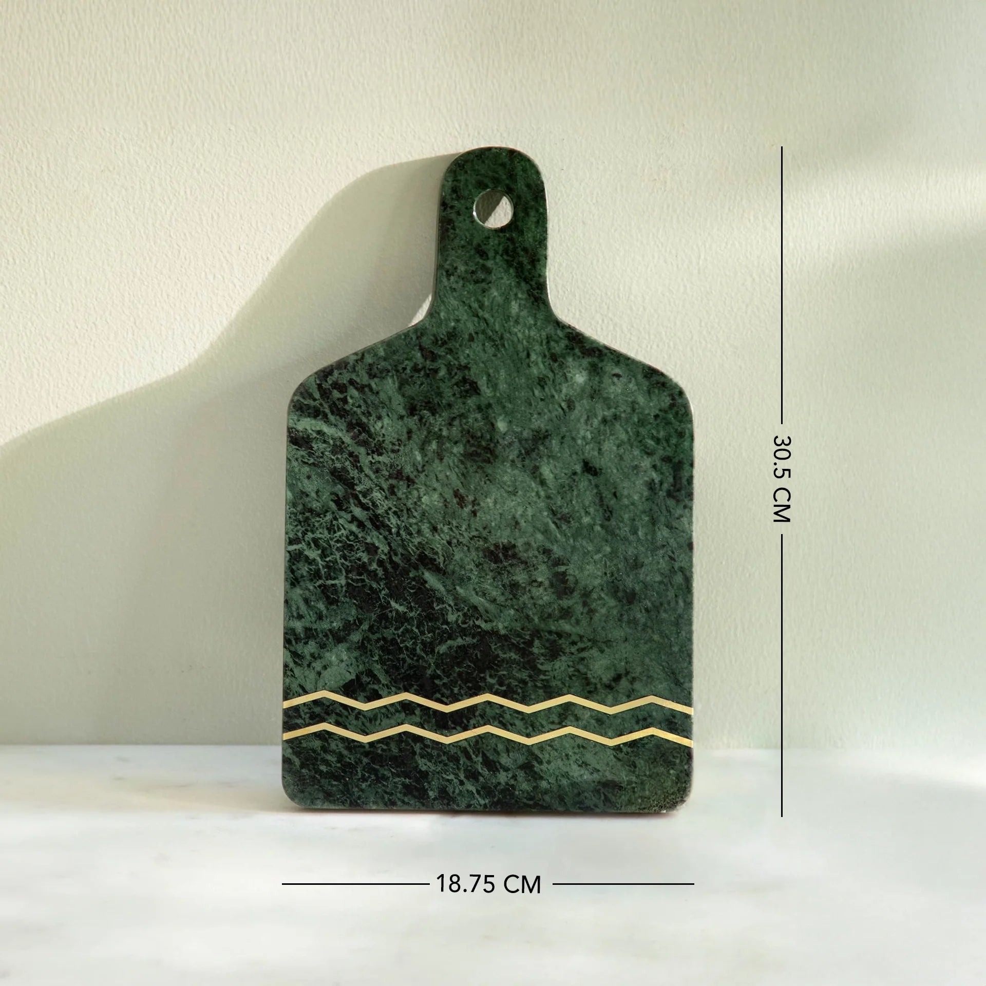 Green Marble Cheese Board with Brass Inlay