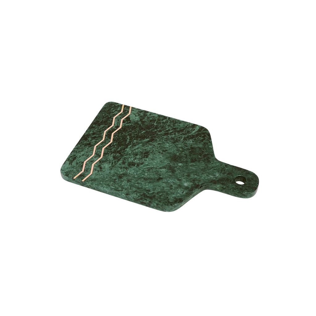 Green Marble Cheese Board with Brass Inlay