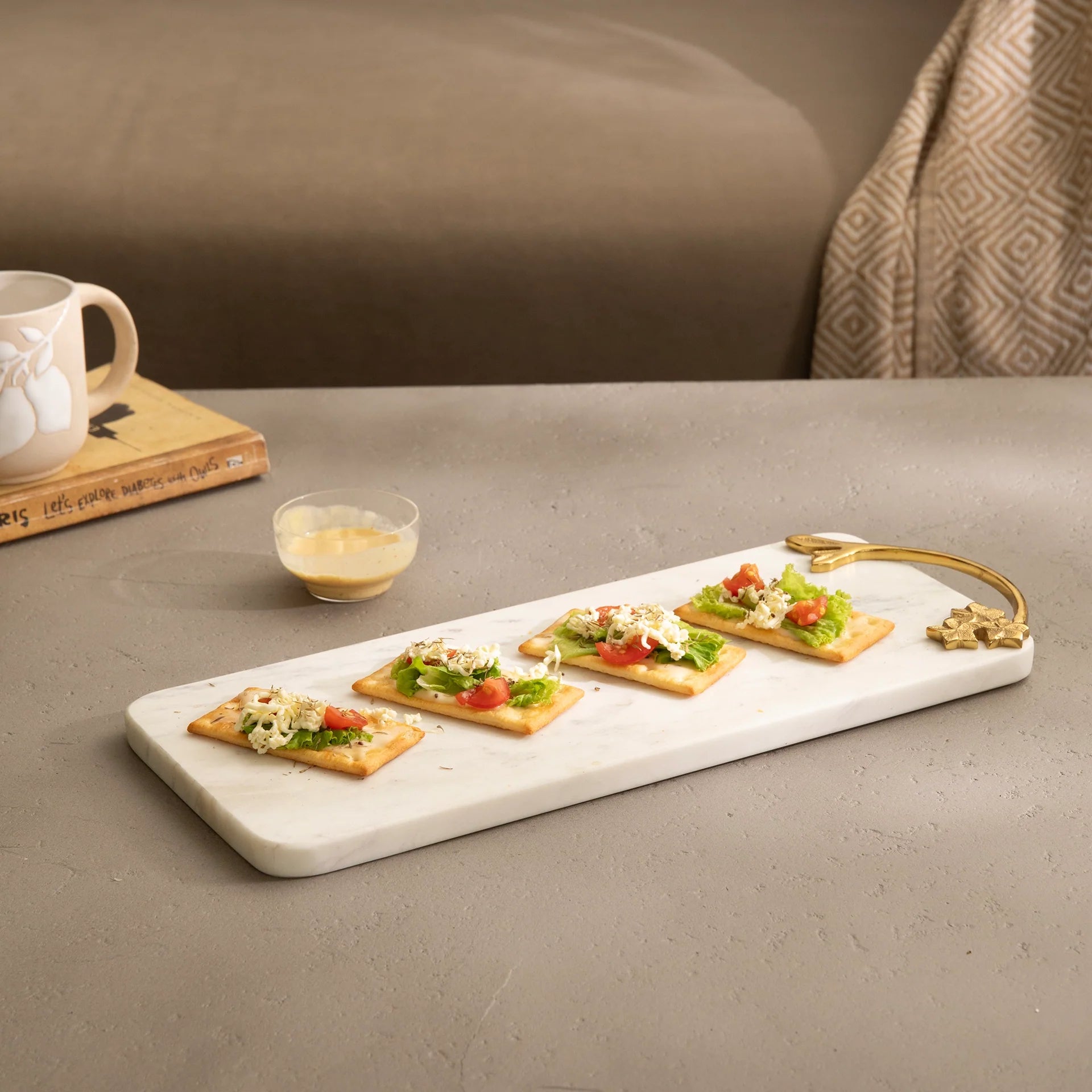 Marble & Brass Handle Serving Platter