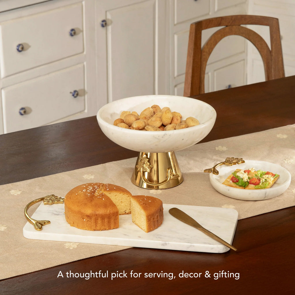 Marble & Brass Handle Serving Platter