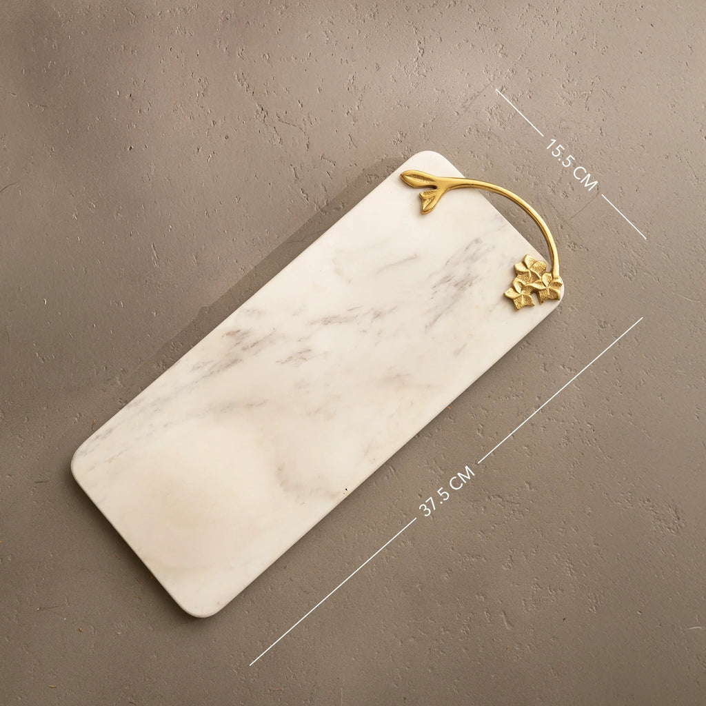 Marble & Brass Handle Serving Platter