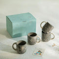 Marbled Ceramic Mug Set of 4 with Ceramic Lid