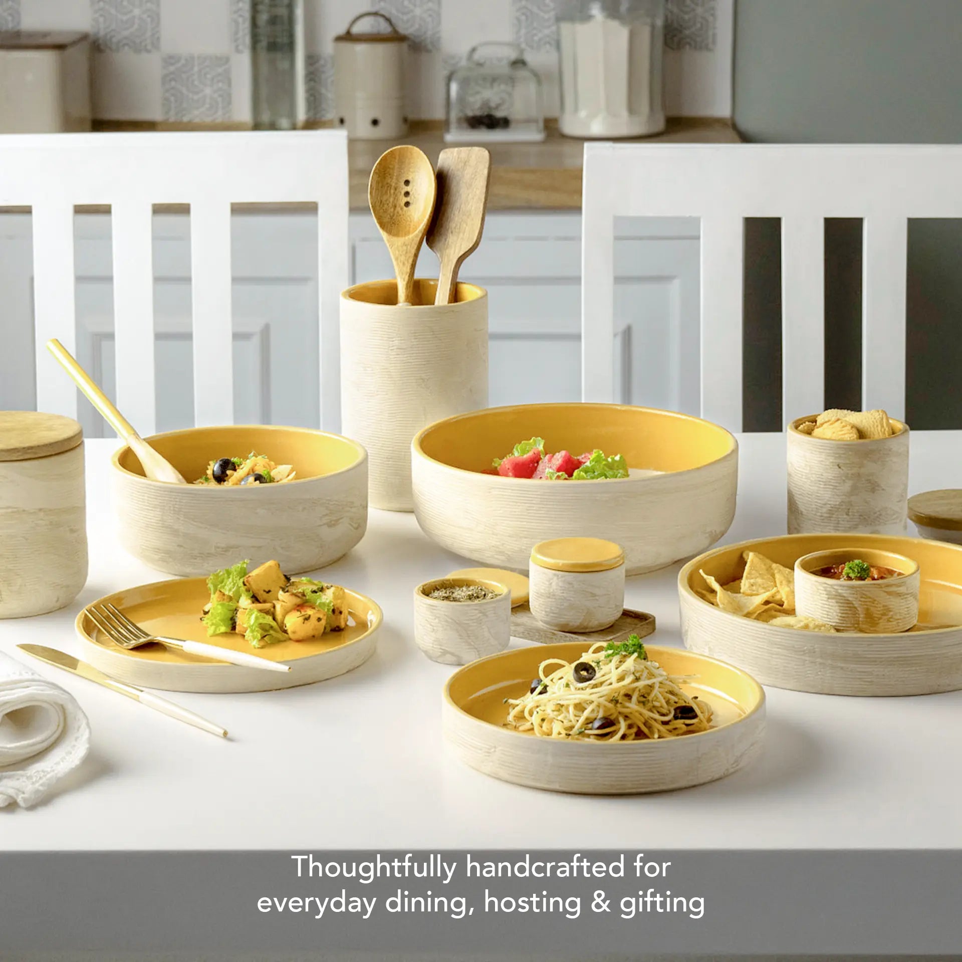 Beige & Mustard Ceramic Bowl