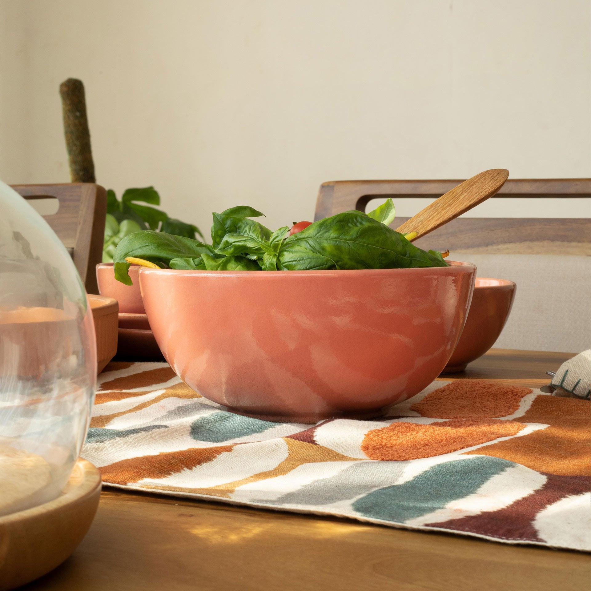 Coral Ceramic Serving Bowl