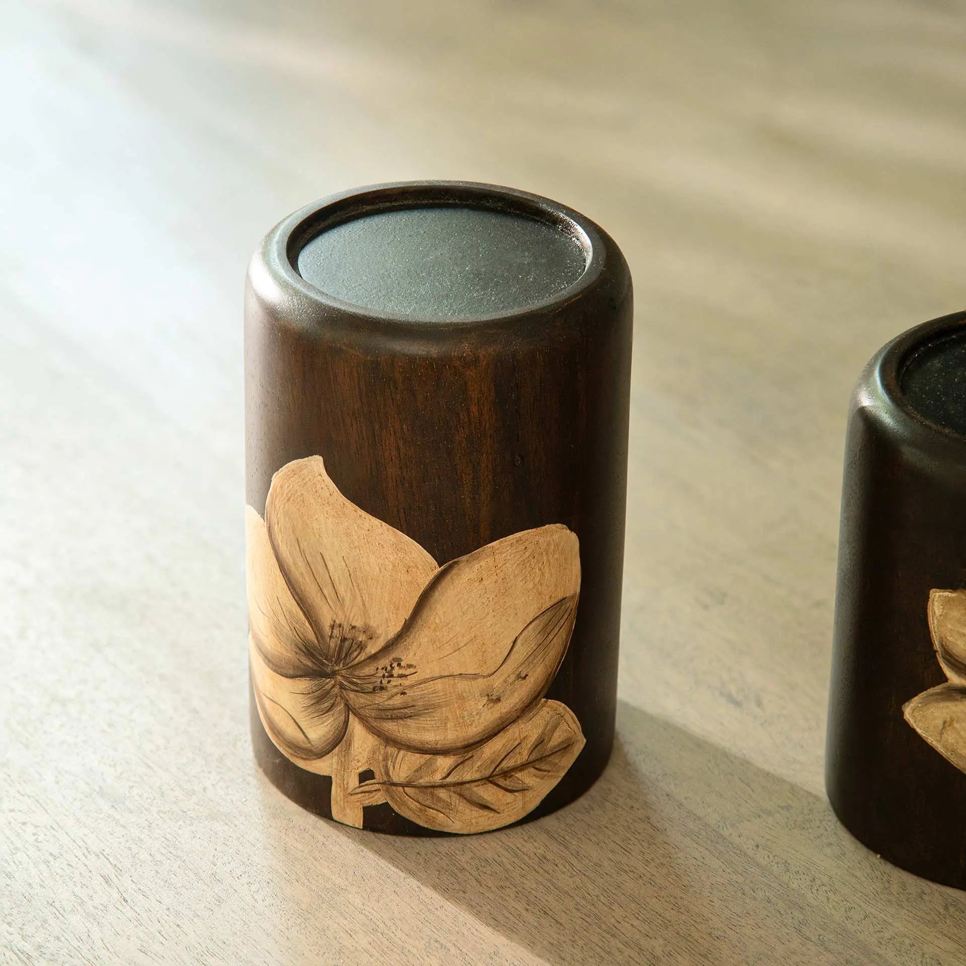 Magnolia Wooden Candle Holder - Large