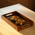 Wood & Brass Serving Tray - Small