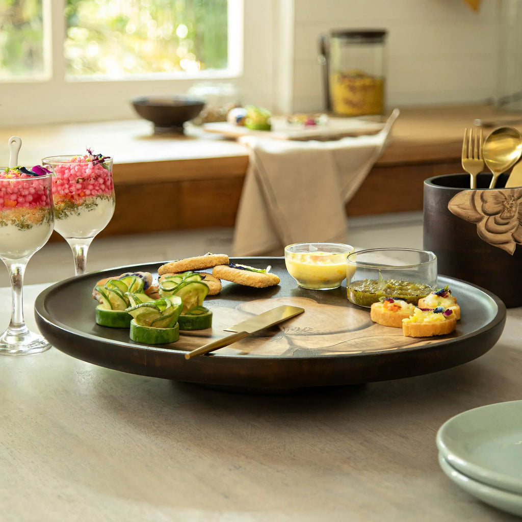 Magnolia Wooden Lazy Susan