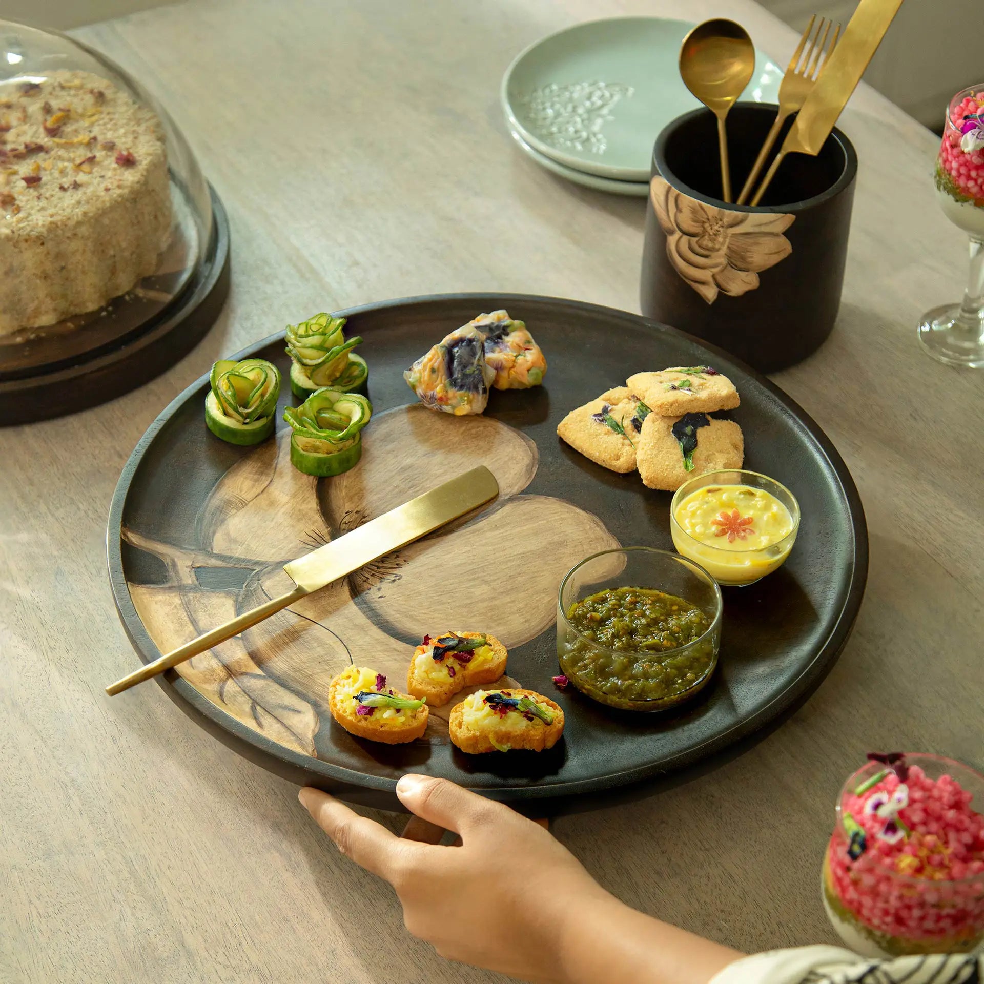 Magnolia Wooden Lazy Susan
