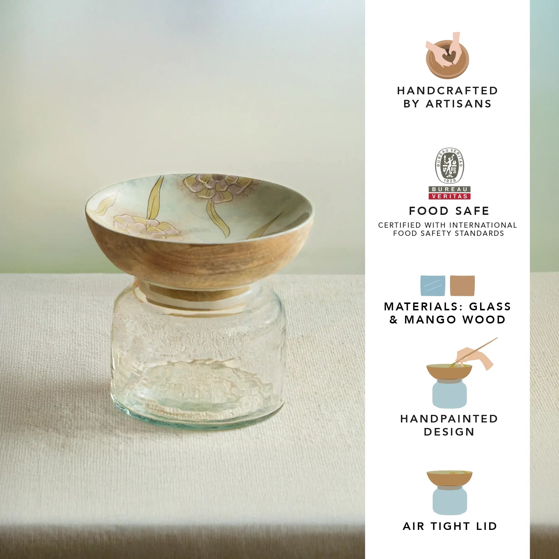 Handpainted Wooden Store & Serve Set - Small