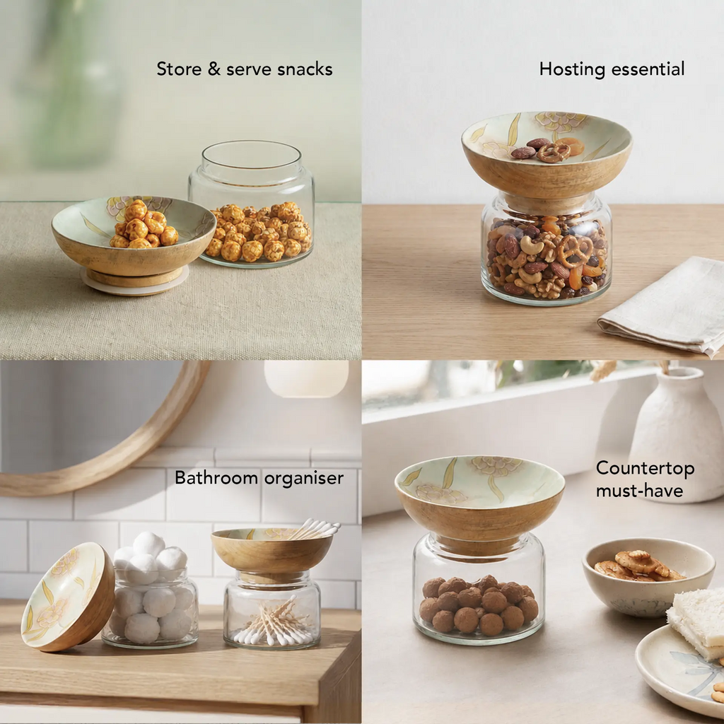 Handpainted Wooden Store & Serve Set - Small