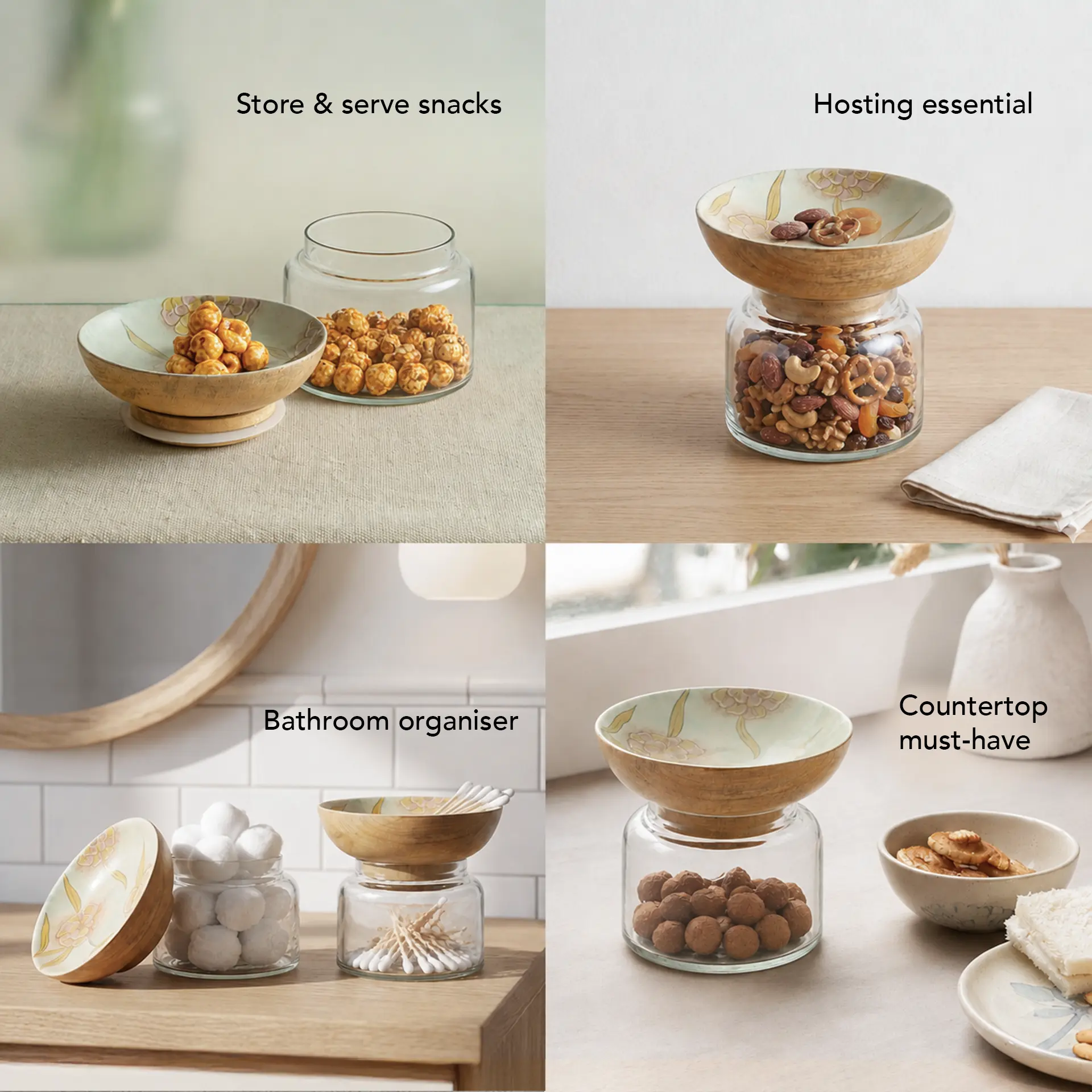 Handpainted Wooden Store & Serve Set - Small