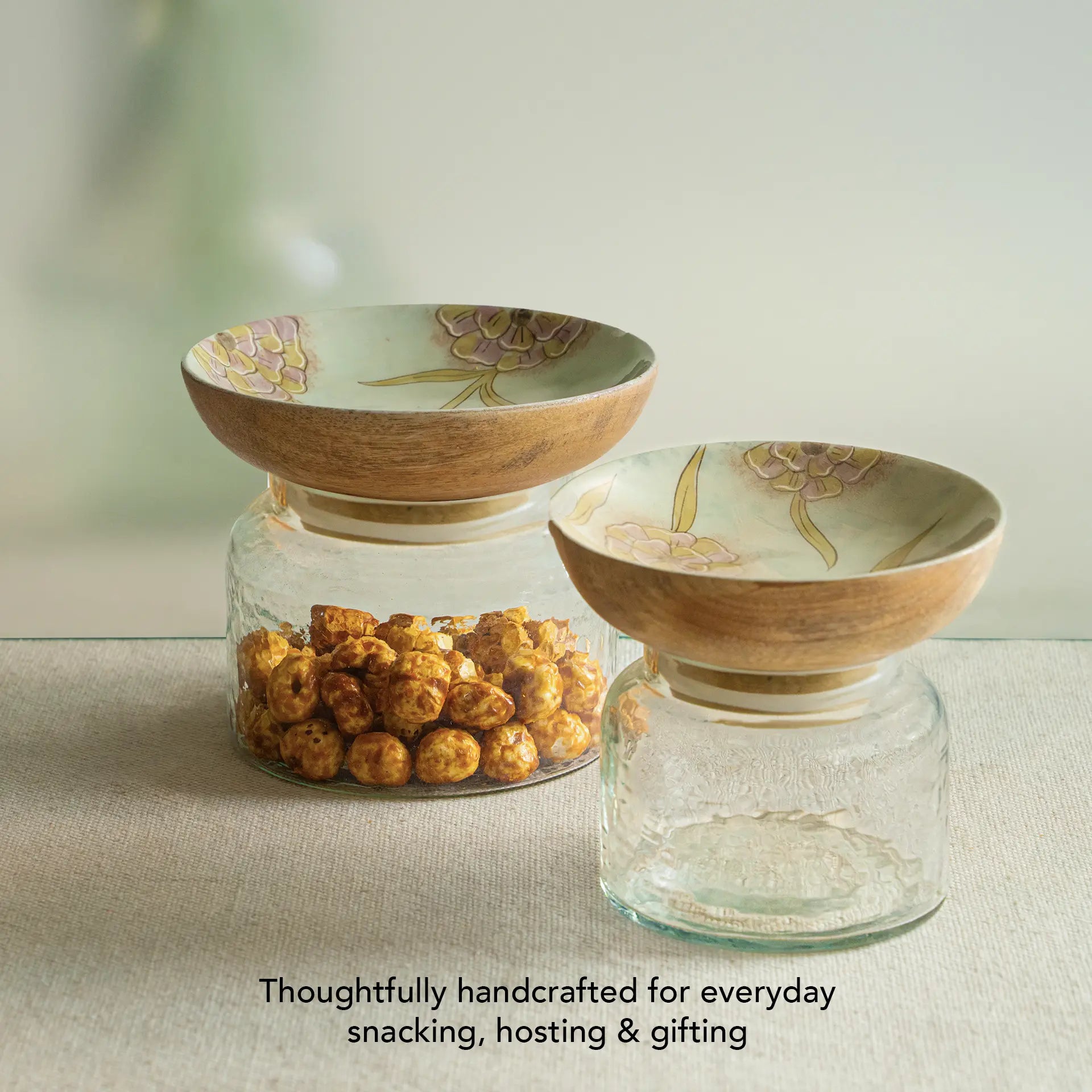 Handpainted Wooden Store & Serve Set - Small