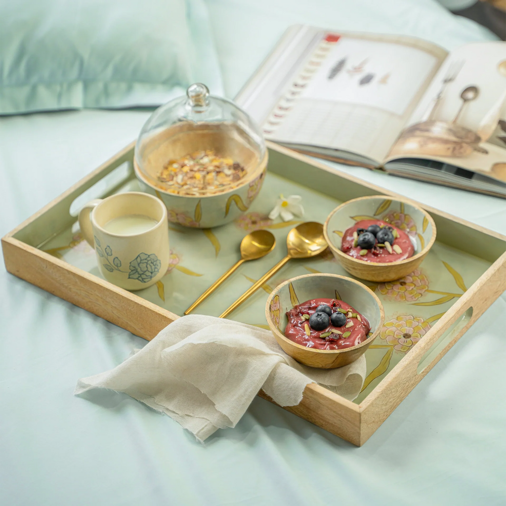 Handpainted Wooden Tray Set of 3