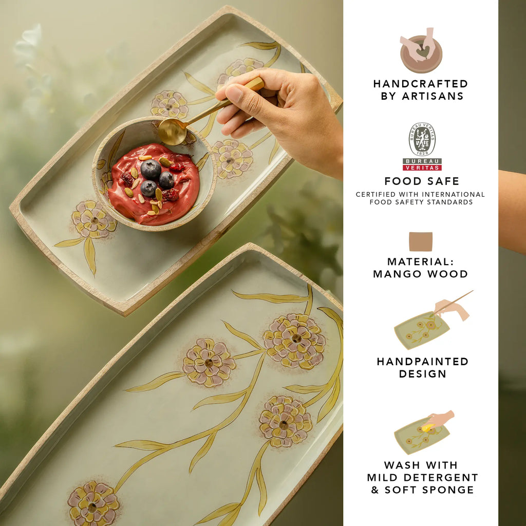 Handpainted Wooden Serving Platter - Small
