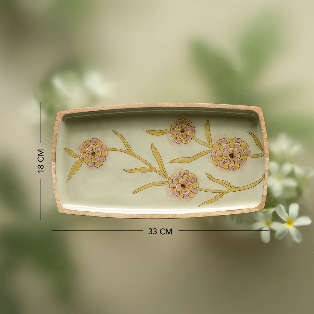 Handpainted Wooden Serving Platter - Small
