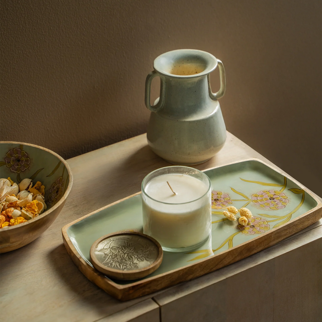 Handpainted Wooden Serving Platter - Large