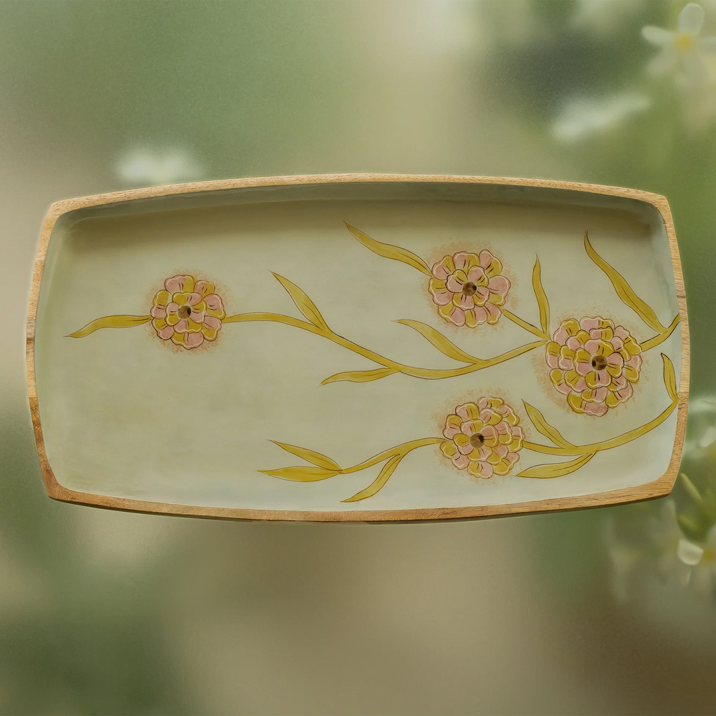 Handpainted Wooden Serving Platter - Large