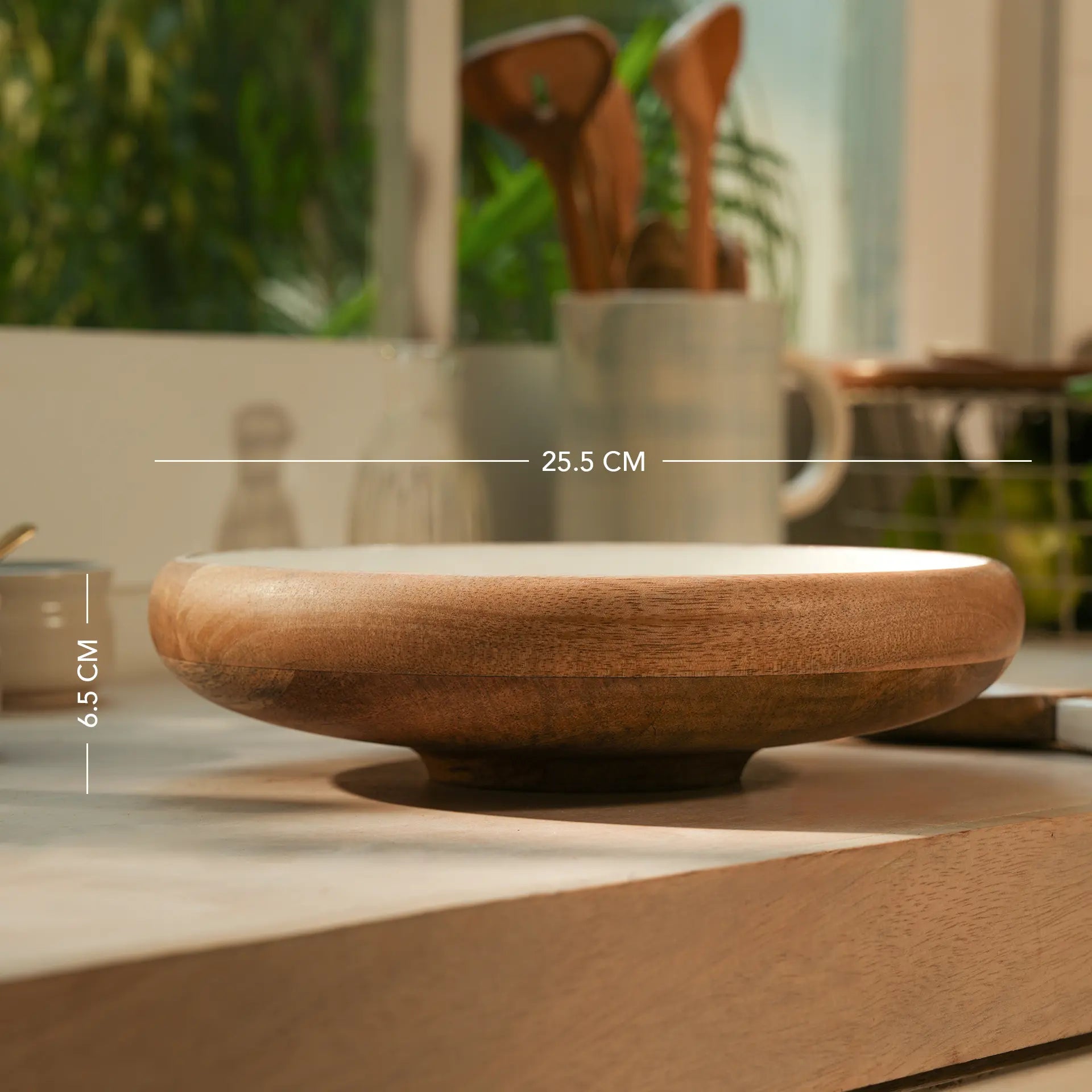 Enamelled Wooden Salad Bowl - Large