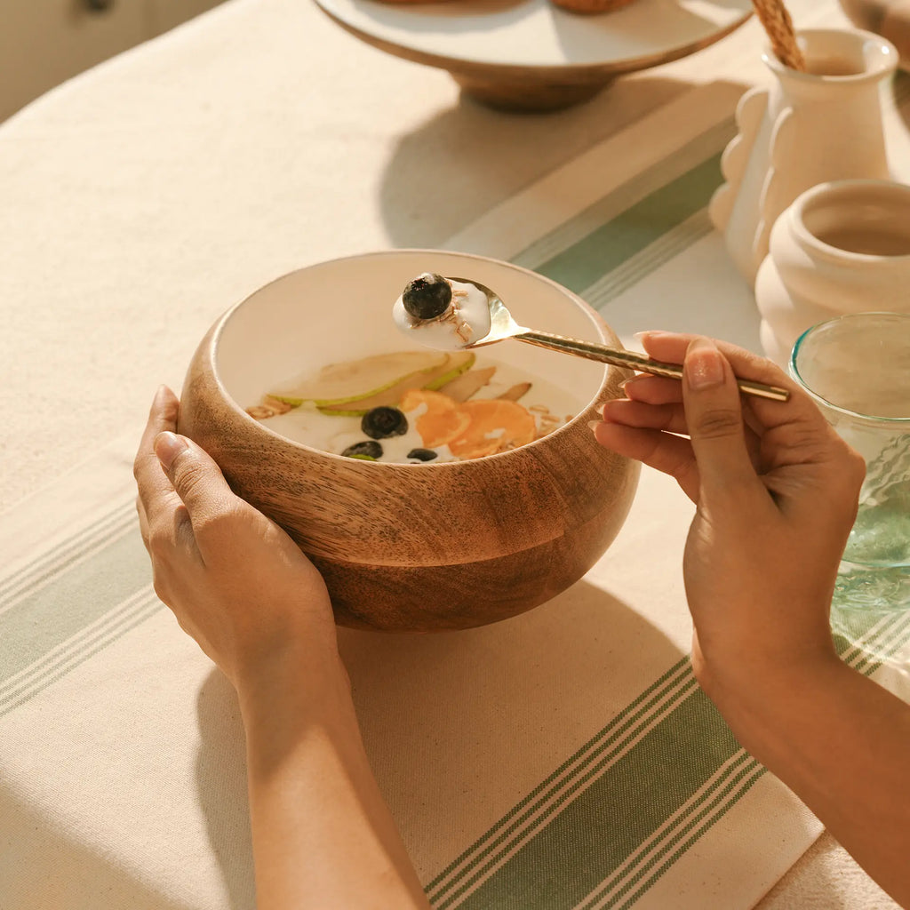 Enamelled Wooden Salad Bowl - Small