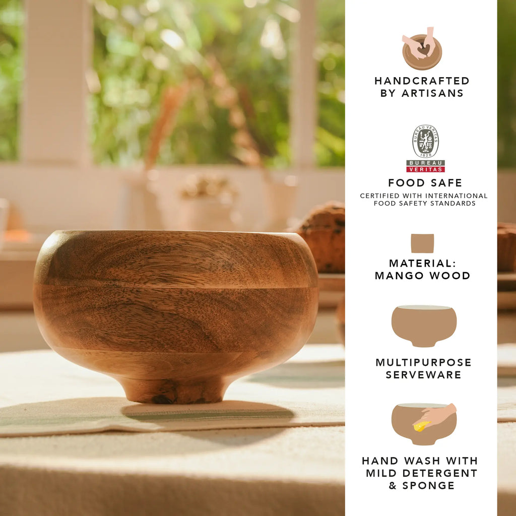 Enamelled Wooden Salad Bowl - Small