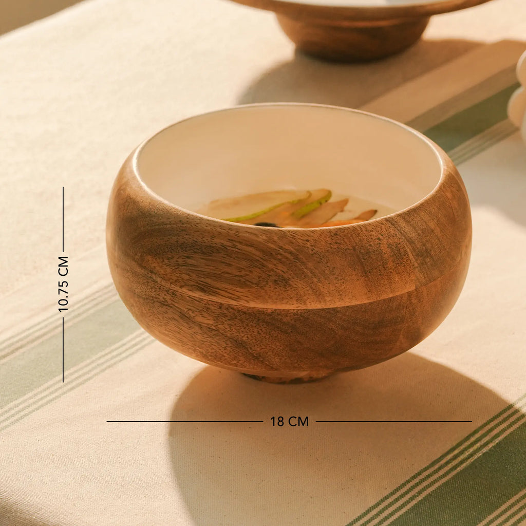 Enamelled Wooden Salad Bowl - Small