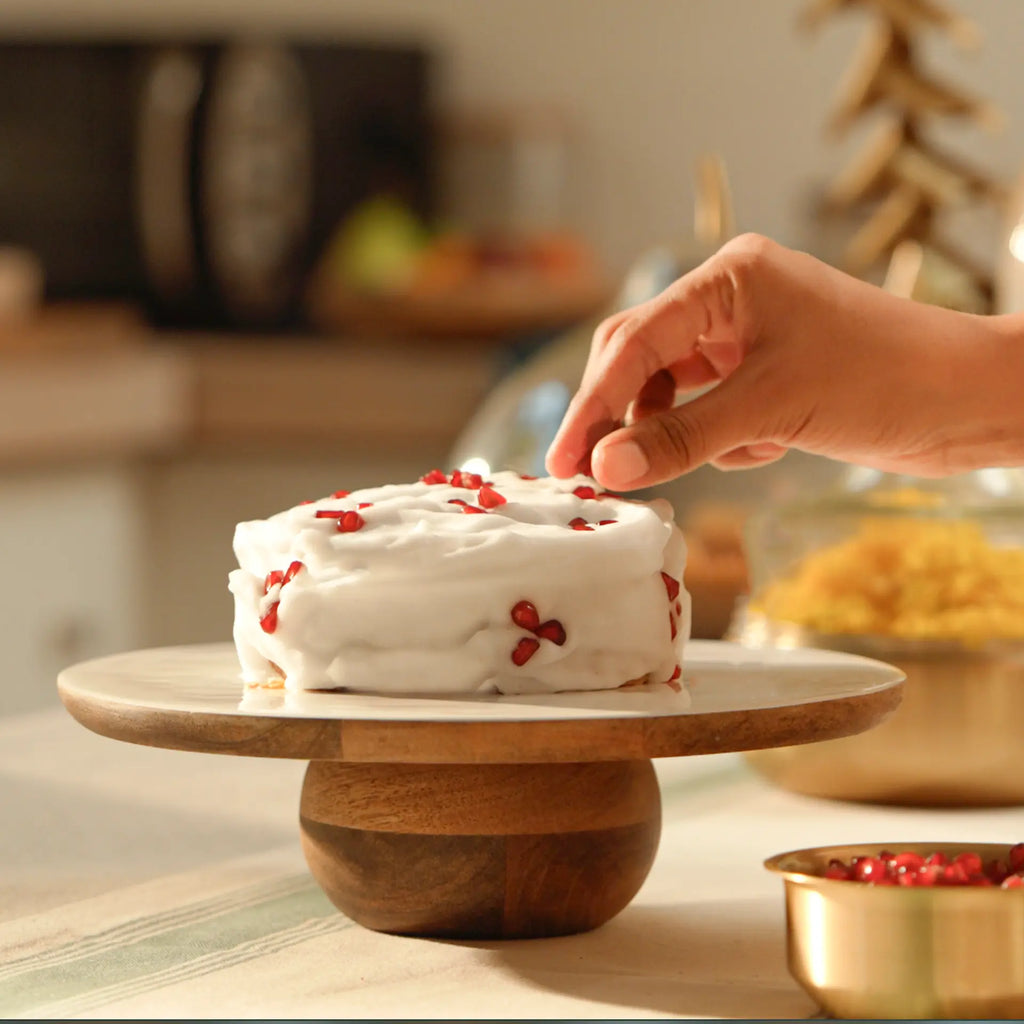 Enamelled Wooden Cake Stand