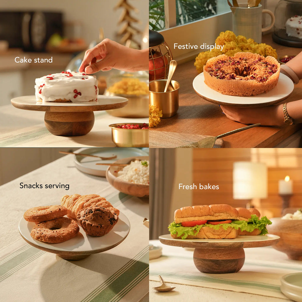 Enamelled Wooden Cake Stand