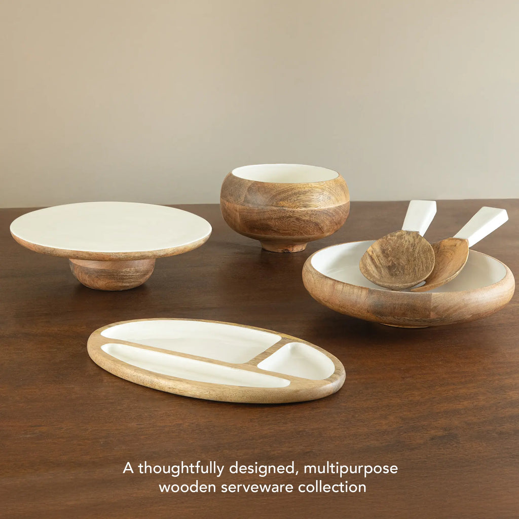 Enamelled Wooden Divided Serving Platter