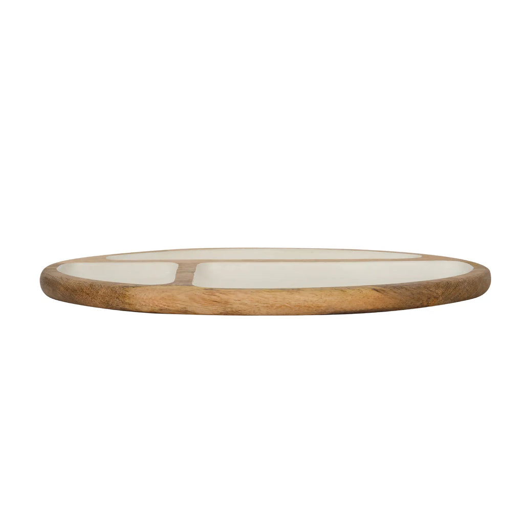 Enamelled Wooden Divided Serving Platter