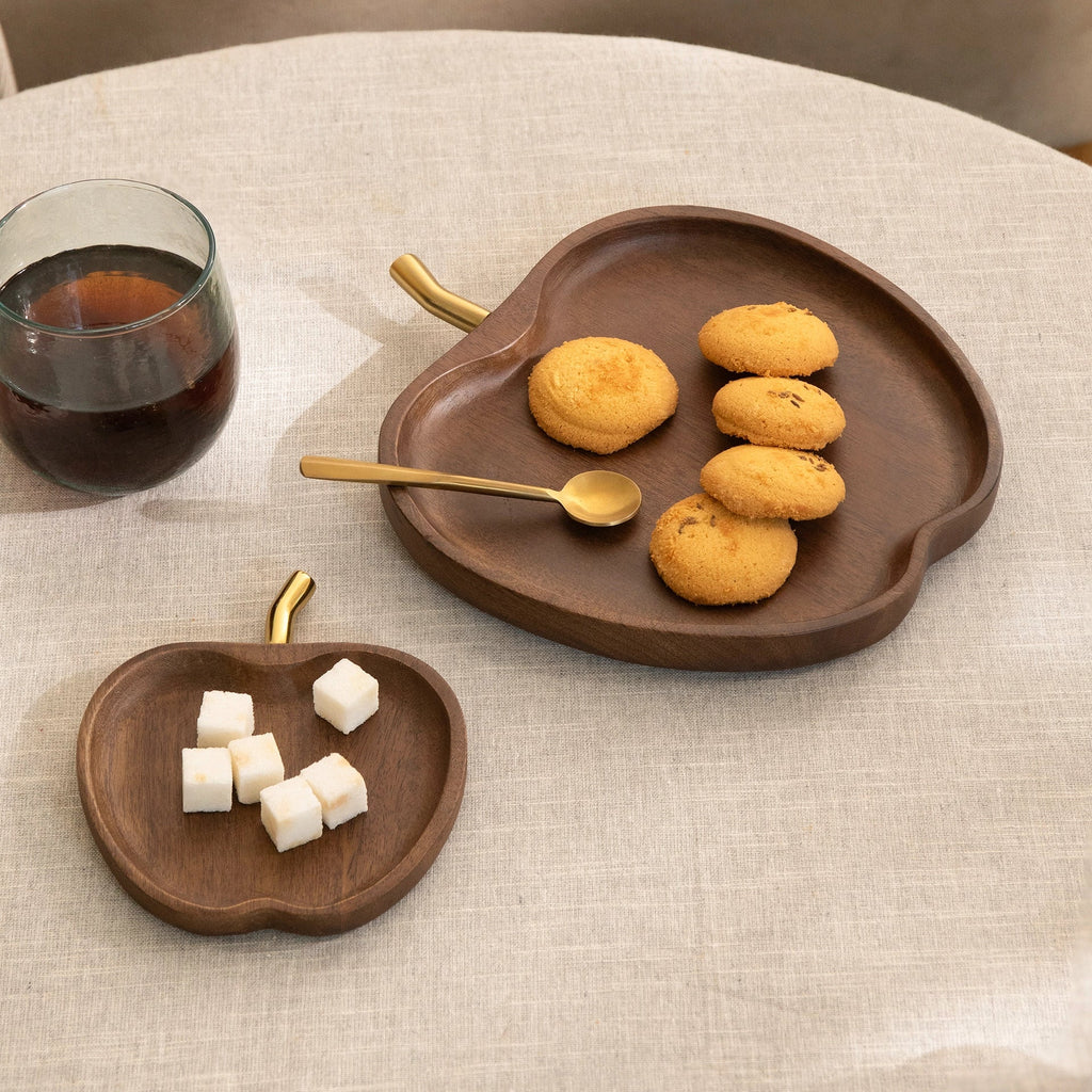 Apple Shape Wooden Platter - Set of 2
