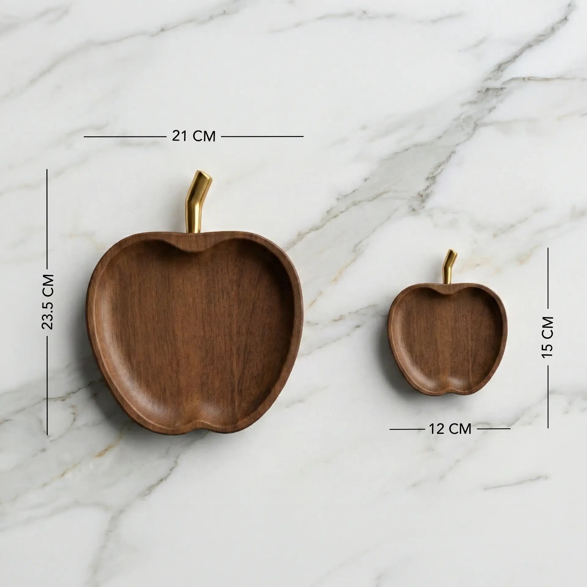Apple Shape Wooden Platter - Set of 2