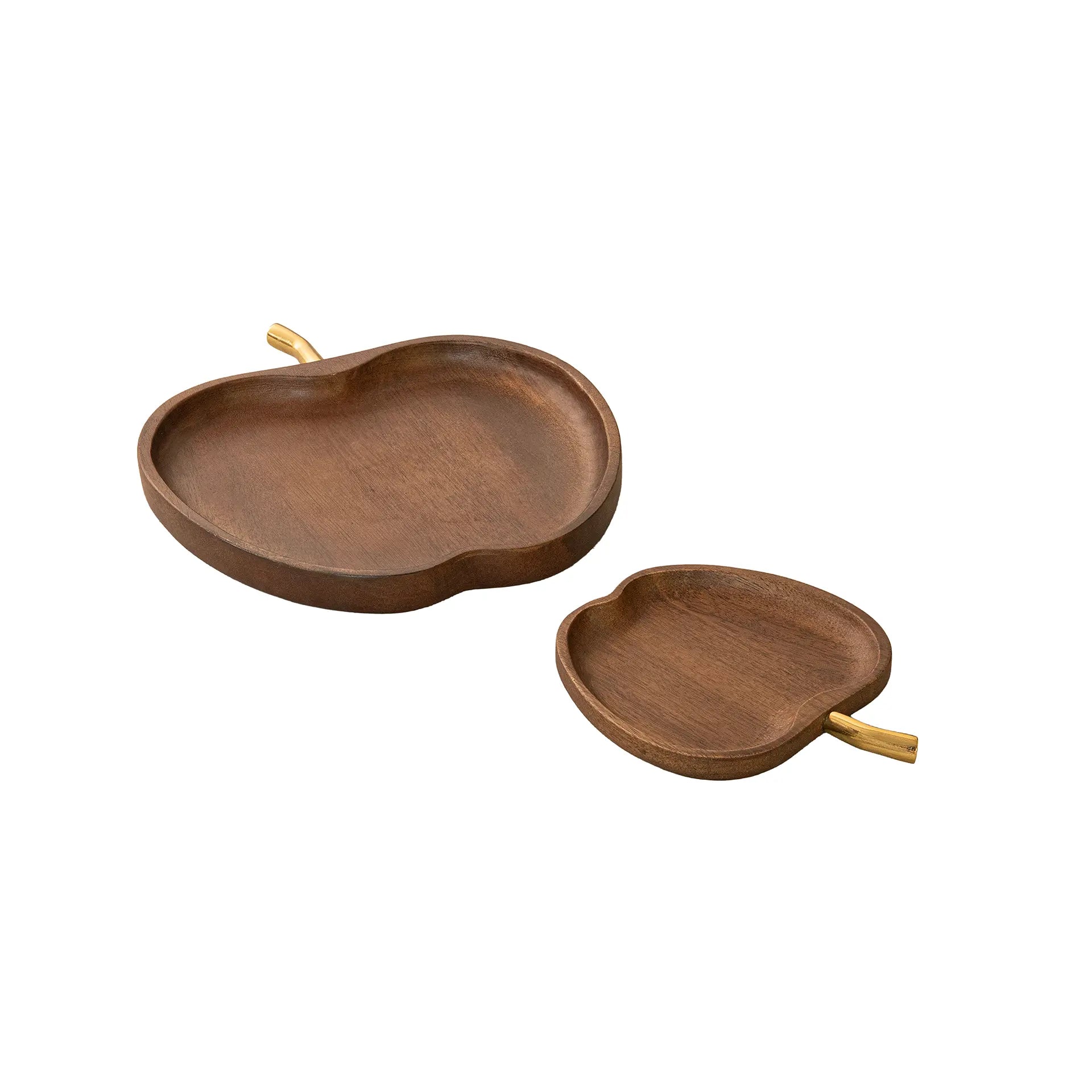 Apple Shape Wooden Platter - Set of 2