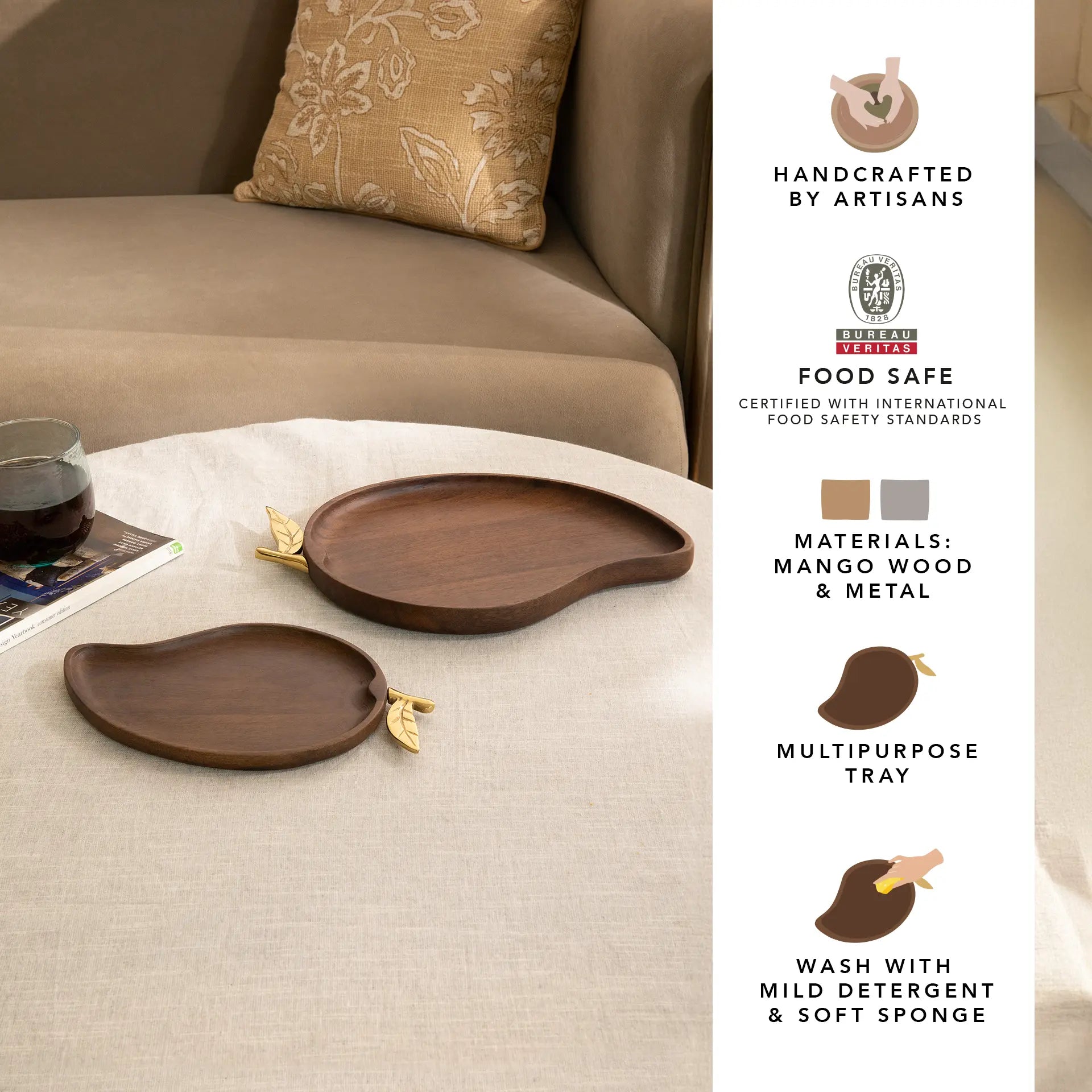 Wooden Platter Set of 2 - Mango Shape